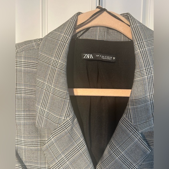 Zara Grey Plaid Check Double Breasted Blazer Mini Dress. - Picture 4 of 4
